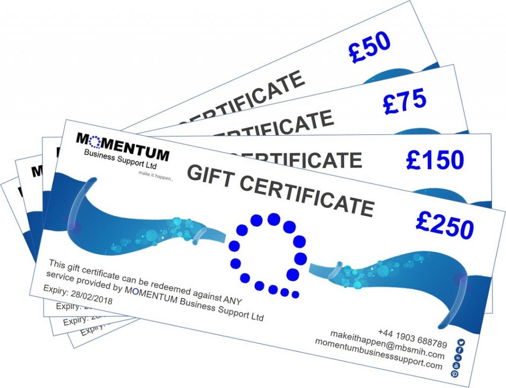 A Momentum selection of Gift Certificates