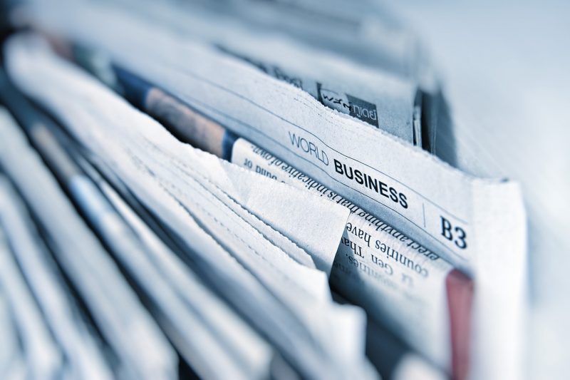 A selection of business newspapers placed together
