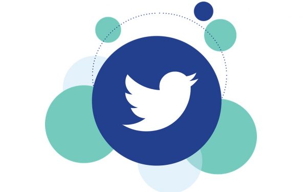 Round Twitter Logo grahic on the background of different shades of blue circles